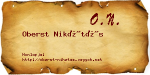Oberst Nikétás névjegykártya